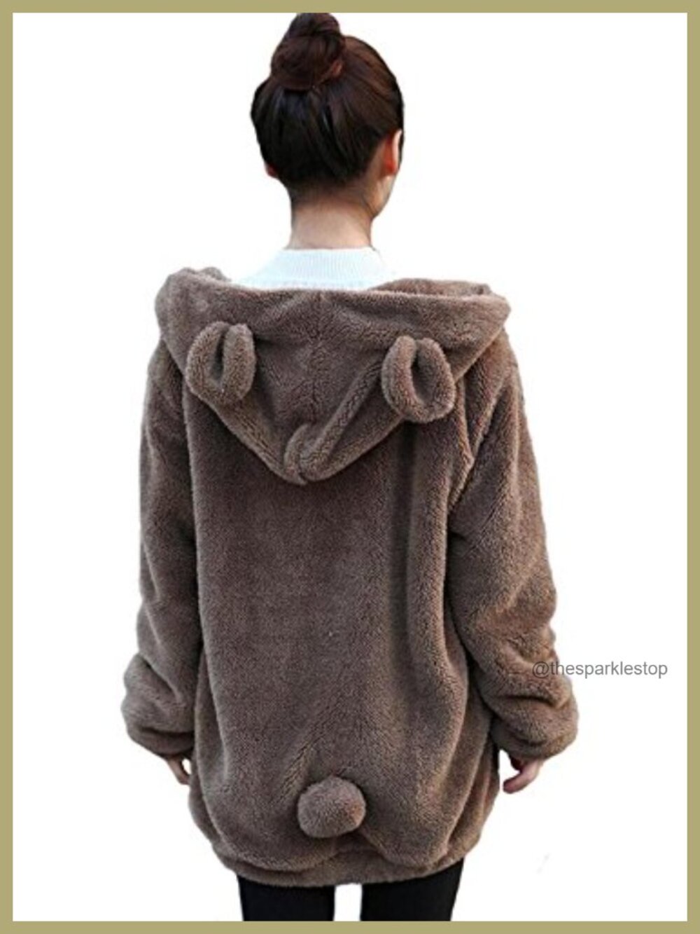 Faux Sherpa Animal Ears Tail Hoodie Full Zip Oversized Cosplay Jacket